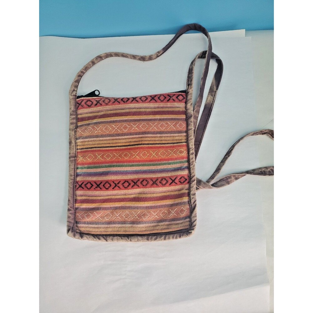 Earth Divas Crossbody Bag Nepal Fair Trade Fabric Boho Hippie Multi Color Zip...